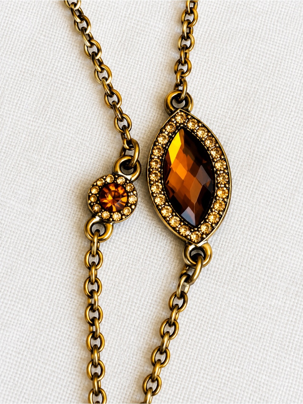 Fashion Jewelry Gold-Tone Multi-Strand Necklace with Amber Stones - Picture 4 of 4